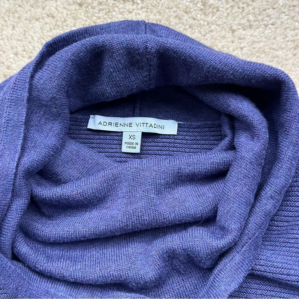 Adrienne Vittadini Women’s Purple Ribbed Cowl Neck Tunic Sweater - XS - EUC